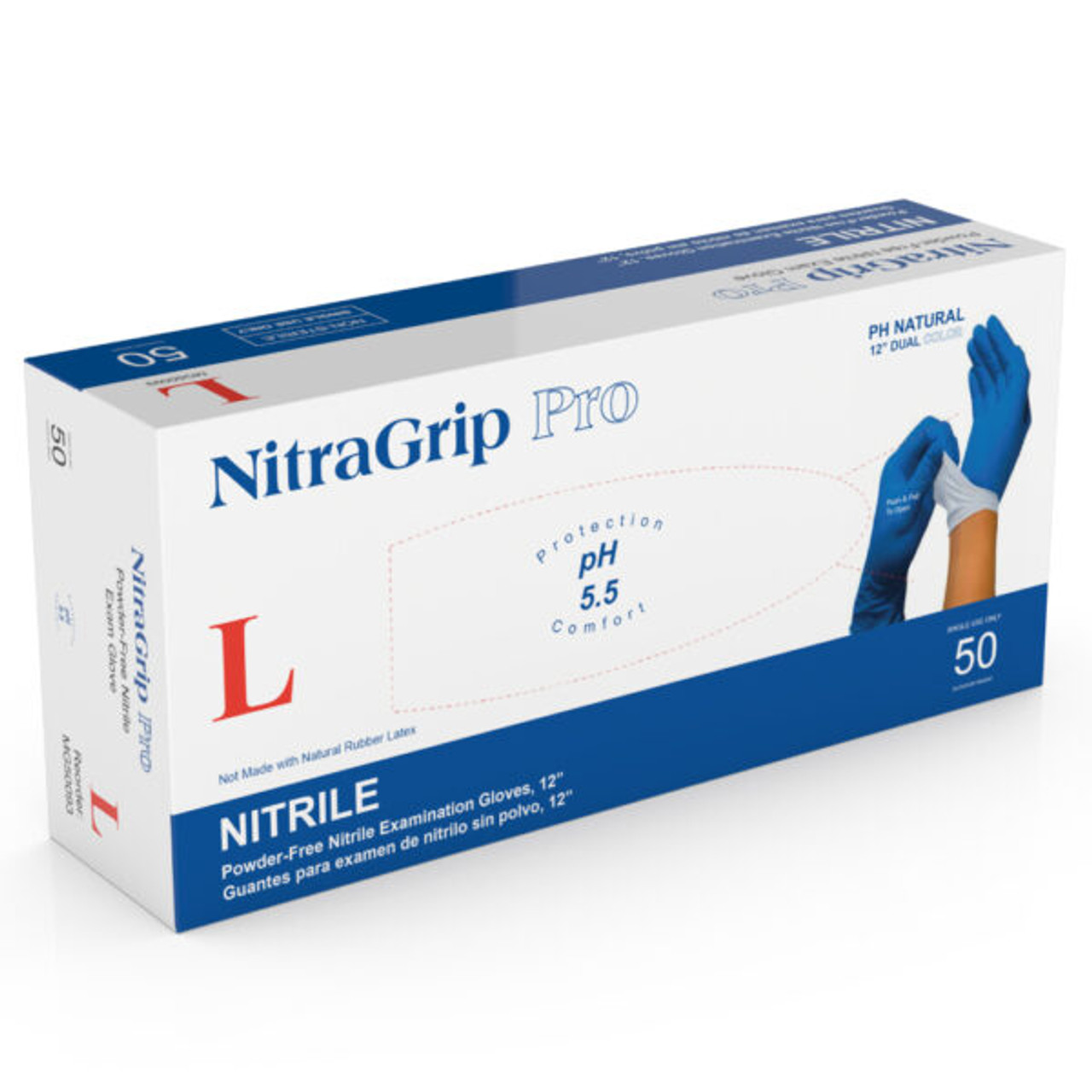 Medgluv Nitragrip Pro Nitrile Exam Glove, 2-Ply, Blue/ White, Chemo, 8.2mil, Medium 50/bx, 10/cs