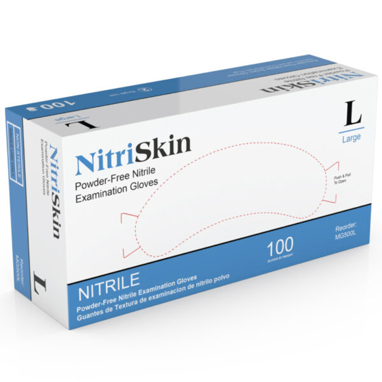 Medgluv Nitriskin Nitrile Exam Glove, 5ml Chemo & Fentayl Tested, Blue, 5.5mil, Small 100/bx, 10/cs