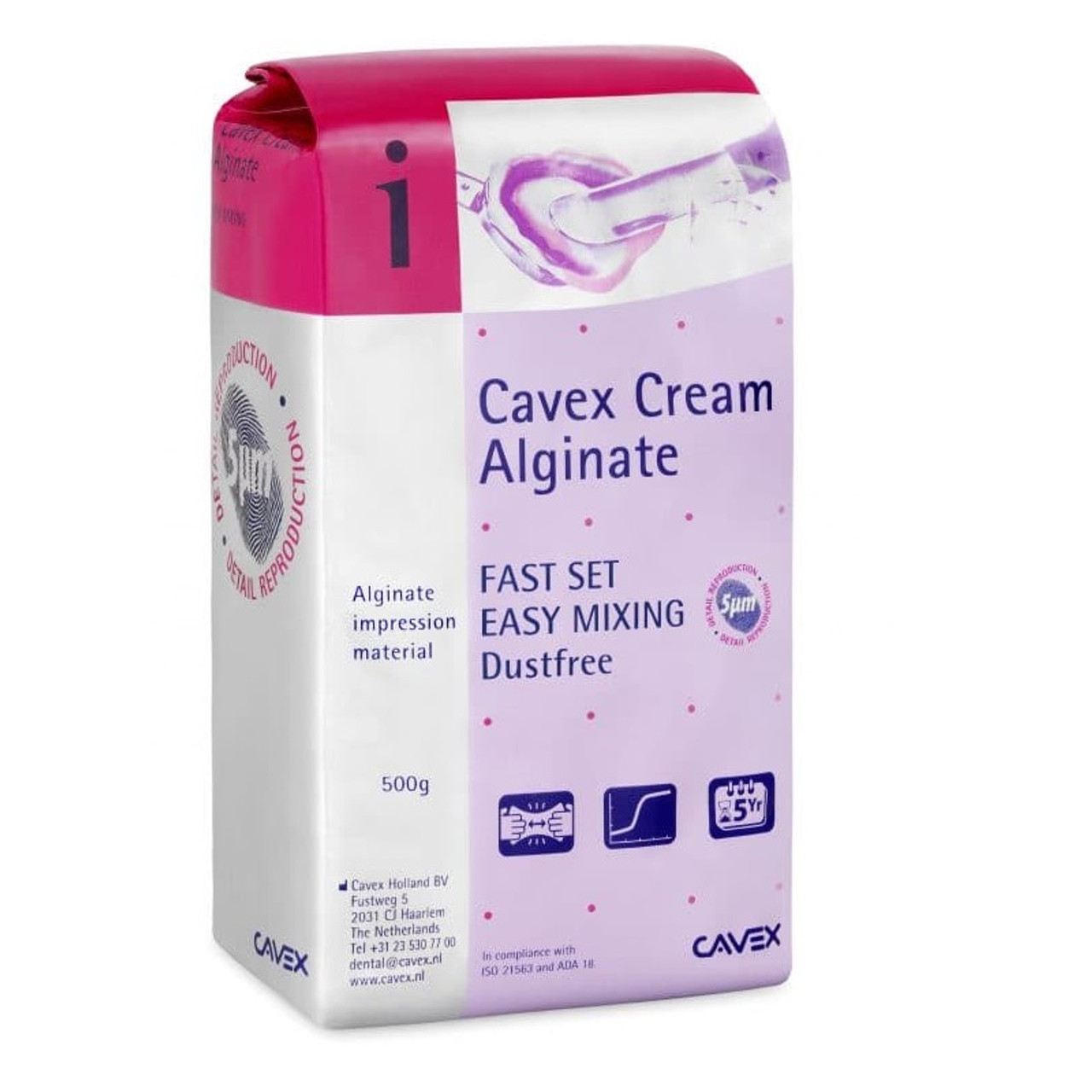 Dukal Cavex Alginate, Cream, Fast Set, Dust-free, 500g bag