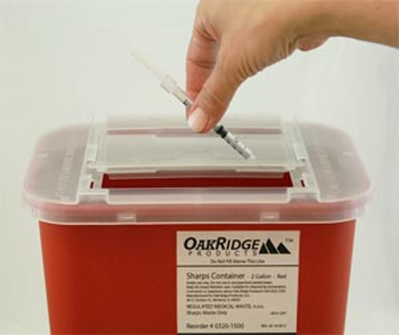 OakRidge Plebotomy Sharps Container, 2 Gallon, Slide Lid, 20/cs