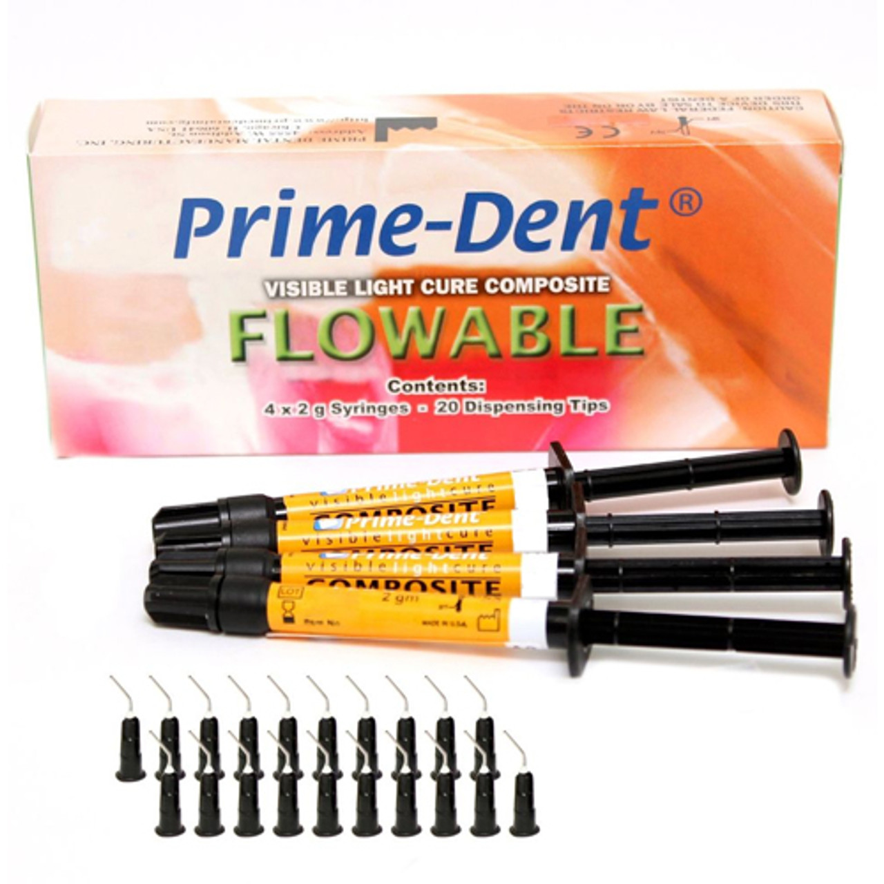 Prime-Dent Flowable Composite C1 - 4 Syringe Kit. VLC (Visible Light Cure)