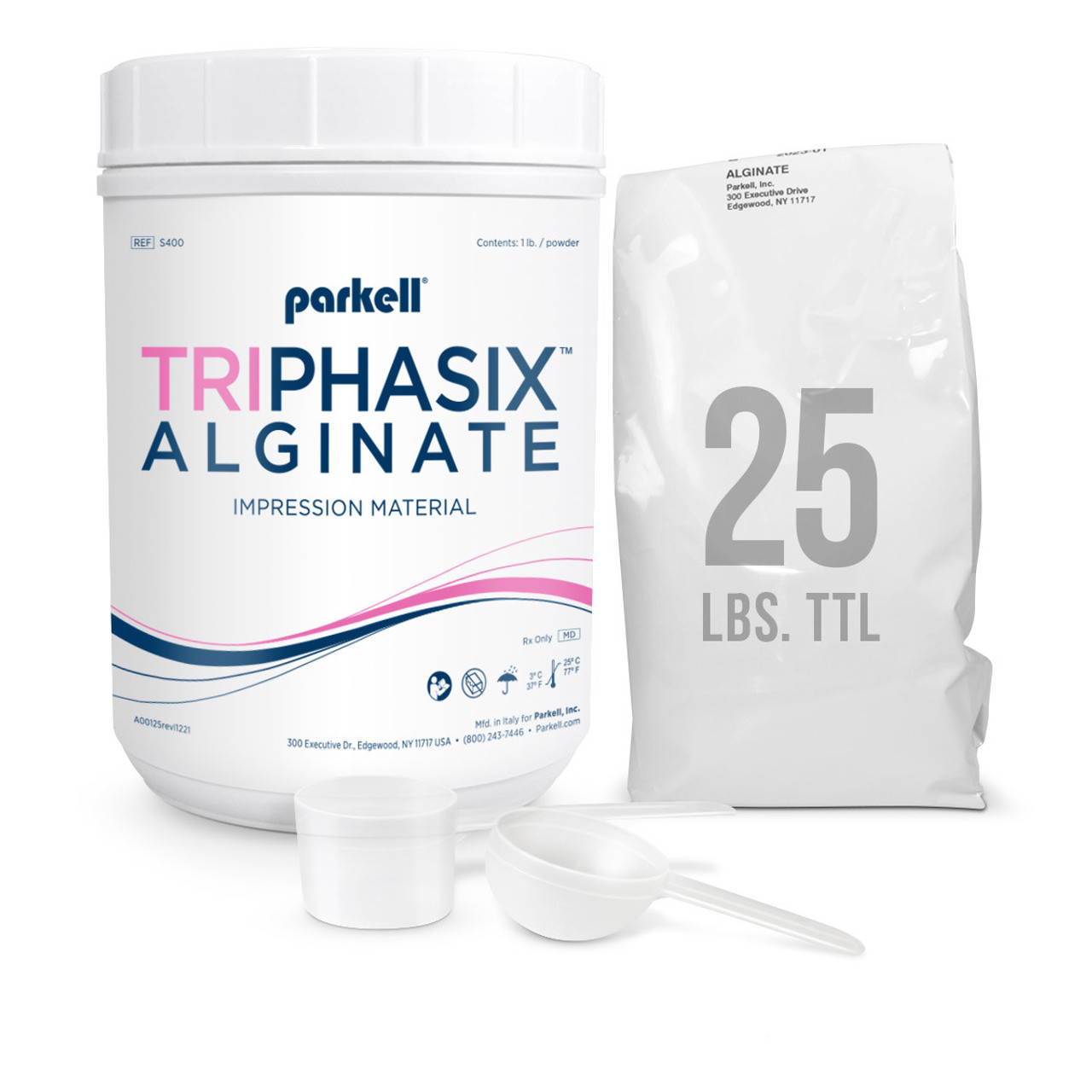 Parkell TriPhasix Alginate, Chromatic, French Vanilla, 25 lb with Scoops