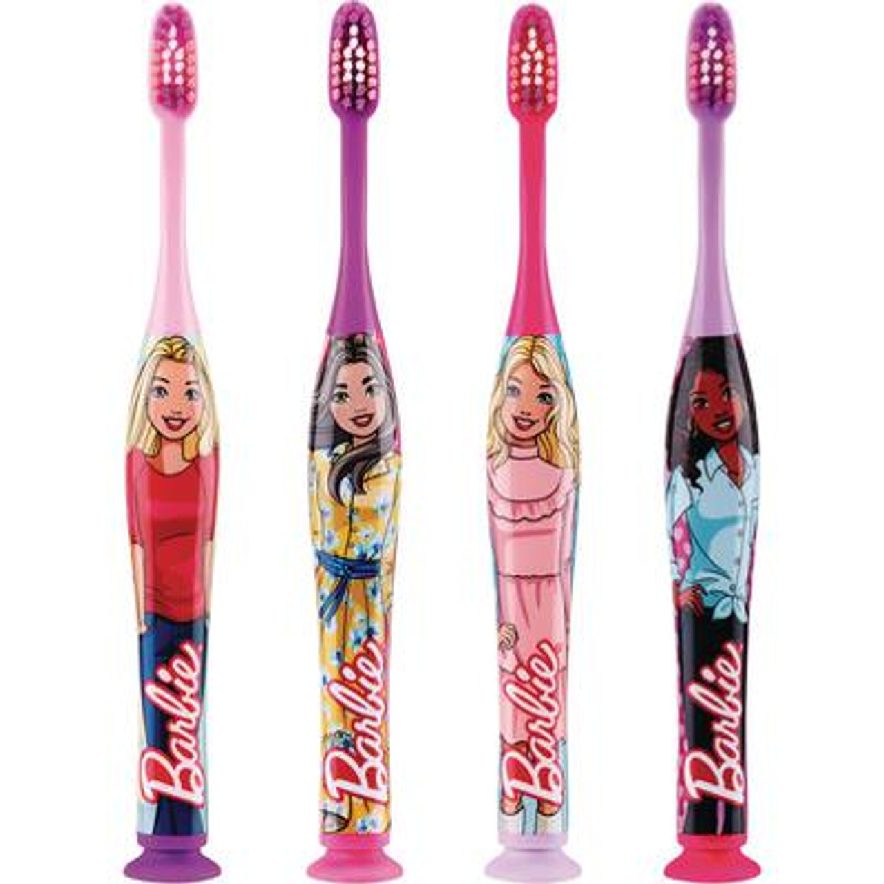 Sunstar GUM Barbie Manual Toothbrush w/Tounge Cleaner, Ulta-soft, Age 3+, 4 Colors 1 dz