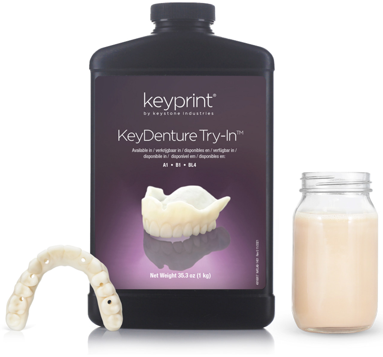 KeyPrint KeyDenture Try-In Biocompatible 3D Printing Resin A1, 0.5kg/bottle