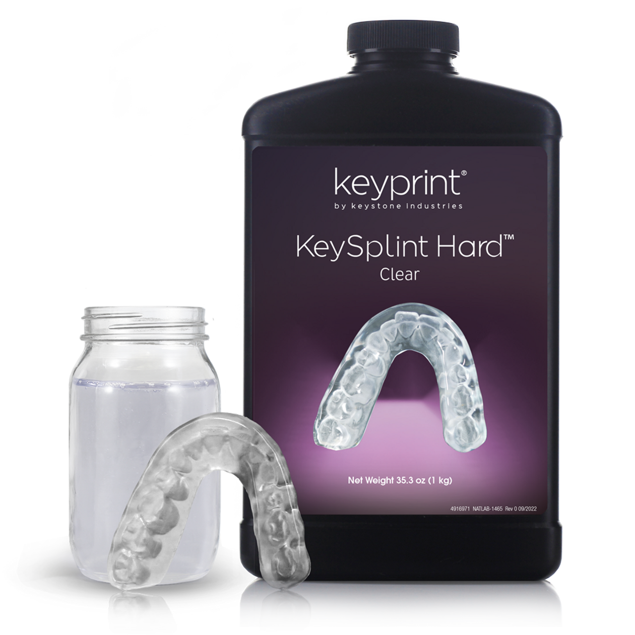 Keyprint KeySplint Hard Biocompatible 3D Printing Resin, Clear, 1 kg/bottle