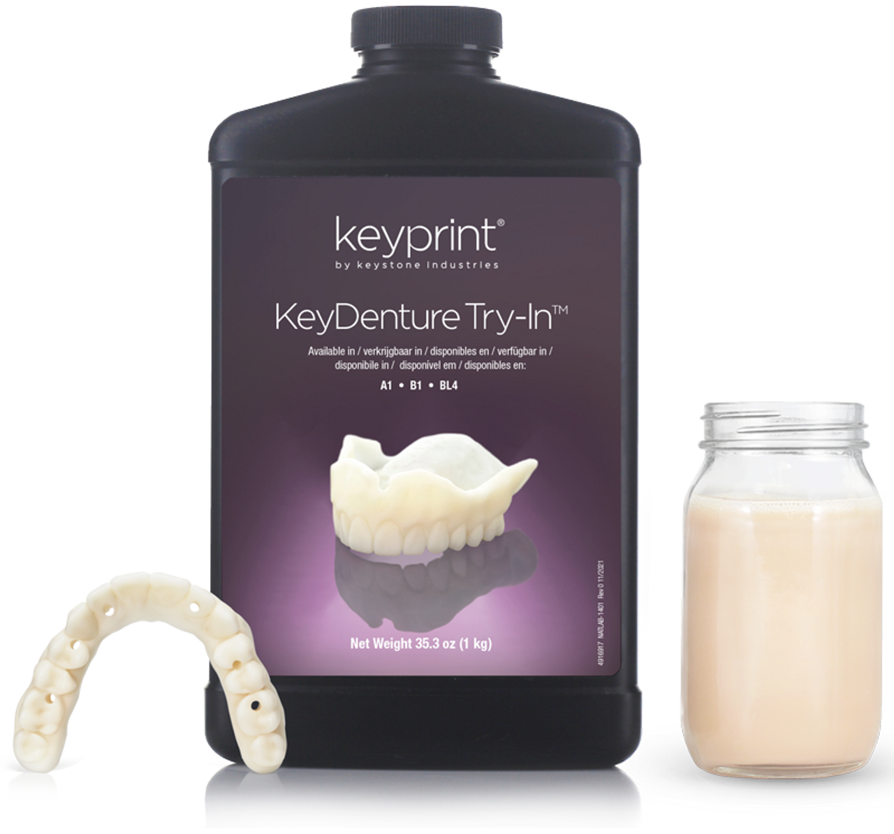 KeyPrint KeyDenture Try-In Biocompatible 3D Printing Resin B1, 1kg/bottle