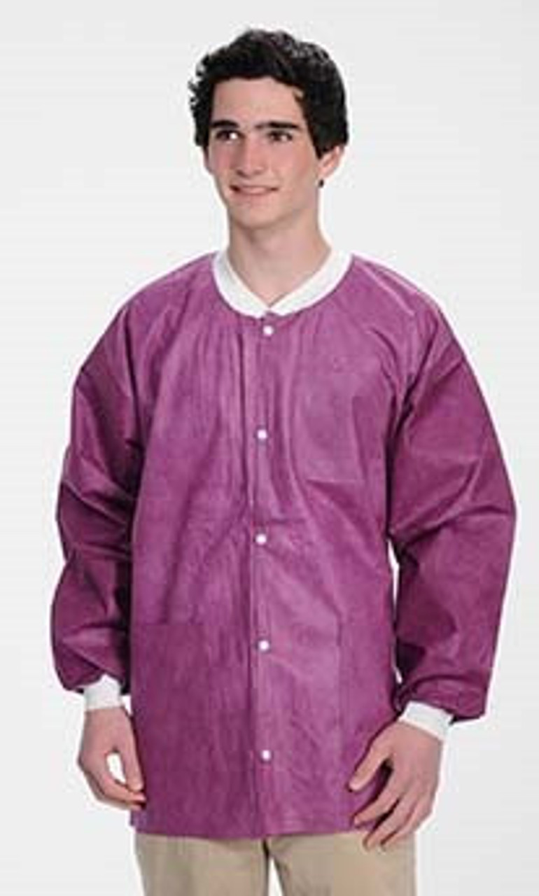 ValuMax Extra-Safe Autoclavable Lab Jacket, Cranberry 4XL, Hip-Length, Breathable, 3 Pockets, Knitted Cuff, 10/pk