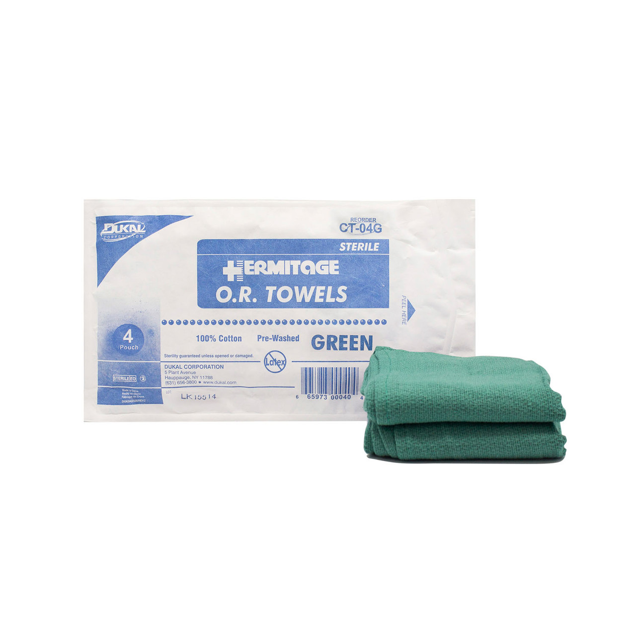 Dukal Operating Room Towel, 17 x 26, Sterile 4s, Green, 4/pk, 20 pk/cs