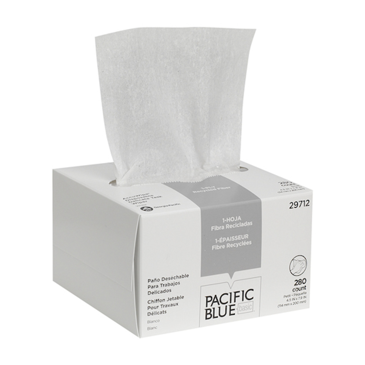 Georgia-Pacific Accuwipe Recycled Delicate Task Wipers, Recycled Delicate, 1-Ply, White, 280/bx, 60 bx/cs