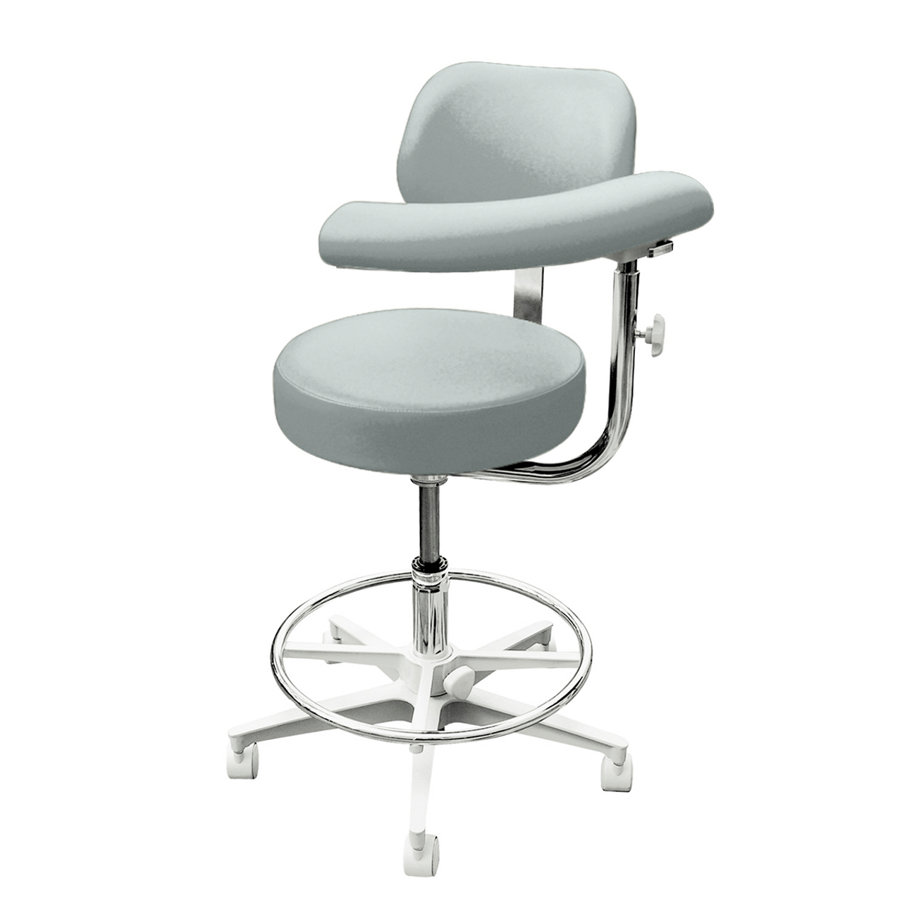 Brewer 2000 Series Stool Backrest, Ratcheted Body Support on Left, Assistant, Hgt. Range 20"-26"