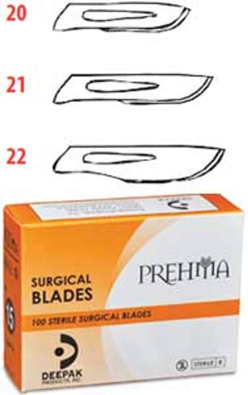 Keystone Prehma #22 Sterile Carbon Steel Surgical Scalpel Blade, Single Use, 100/bx