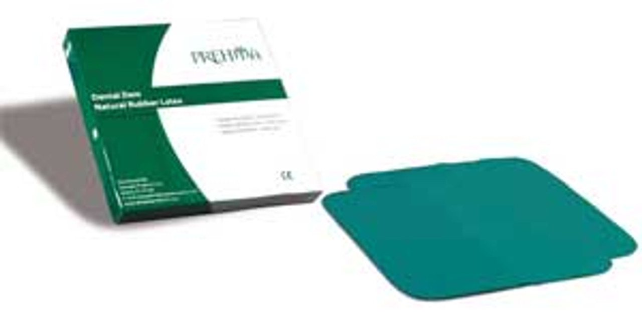 Keystone Prehma Latex Rubber Dam, 6" x 6", 18mm, Medium Gauge, Green, Mint, 36/bx