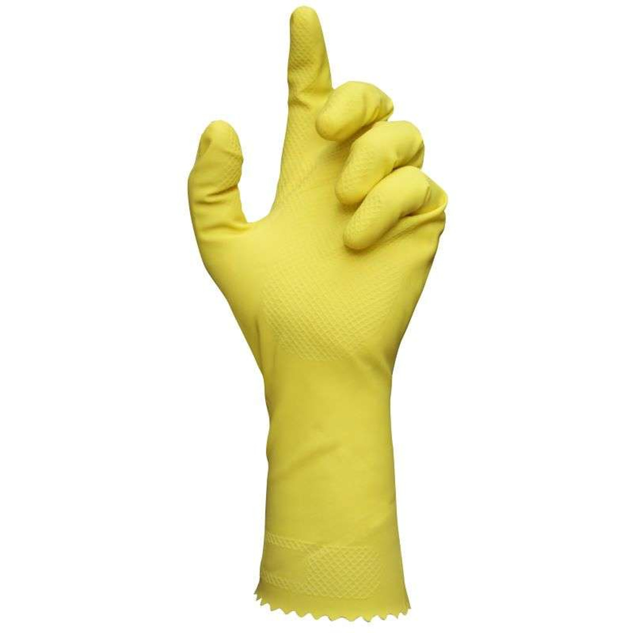 Ansell Alphatec Latex Safety GloveSafety Glove, Natural Rubber Latex, Light-Duty, FDA, 100% Cotton Flock Lining, Sweat absorbtion, Enhanced Liquid Repellence, Yellow, Size 9, 144  pr/cs