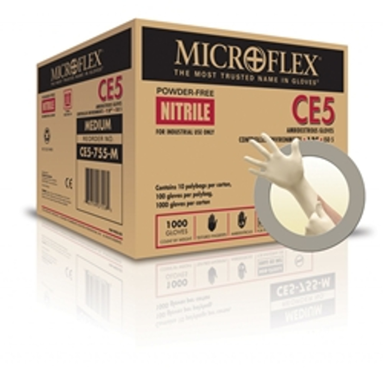 Ansell Microflex Class 100 Nitrile Pf Cleanroom Gloves, Powder-Free, White, Nitrile, Non-Sterile, Textured Fingures, Beaded Cuff, Silicone-Free, Non-Latex, Medium, 100/bg, 10 bg/cs