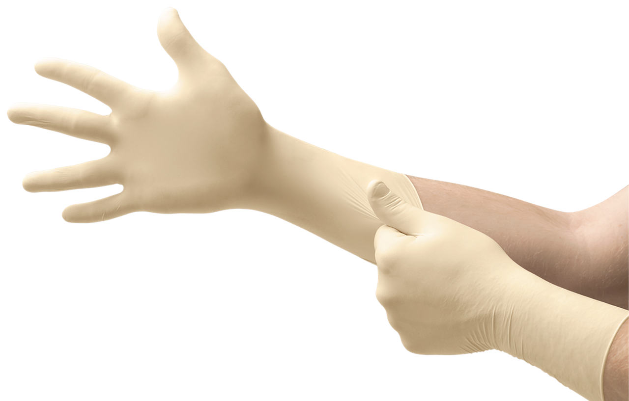 Ansell Microflex Latex Cleanroom Gloves Series Hsce4-879 CleanRoom Class 10,  Sterile, Latex, Powder-Free, Silicone-Free,  12", Packaged to Allow Aseptic Donning, Size 6.5, 10pr/polybag 20polybags/cs