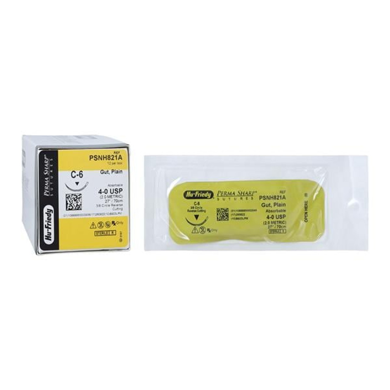 Hu-Friedy Perma Sharp Sutures, Plain Gut, Size 4-0, Absorbable, 27", C-6, 3/8 Circle, 12/bx