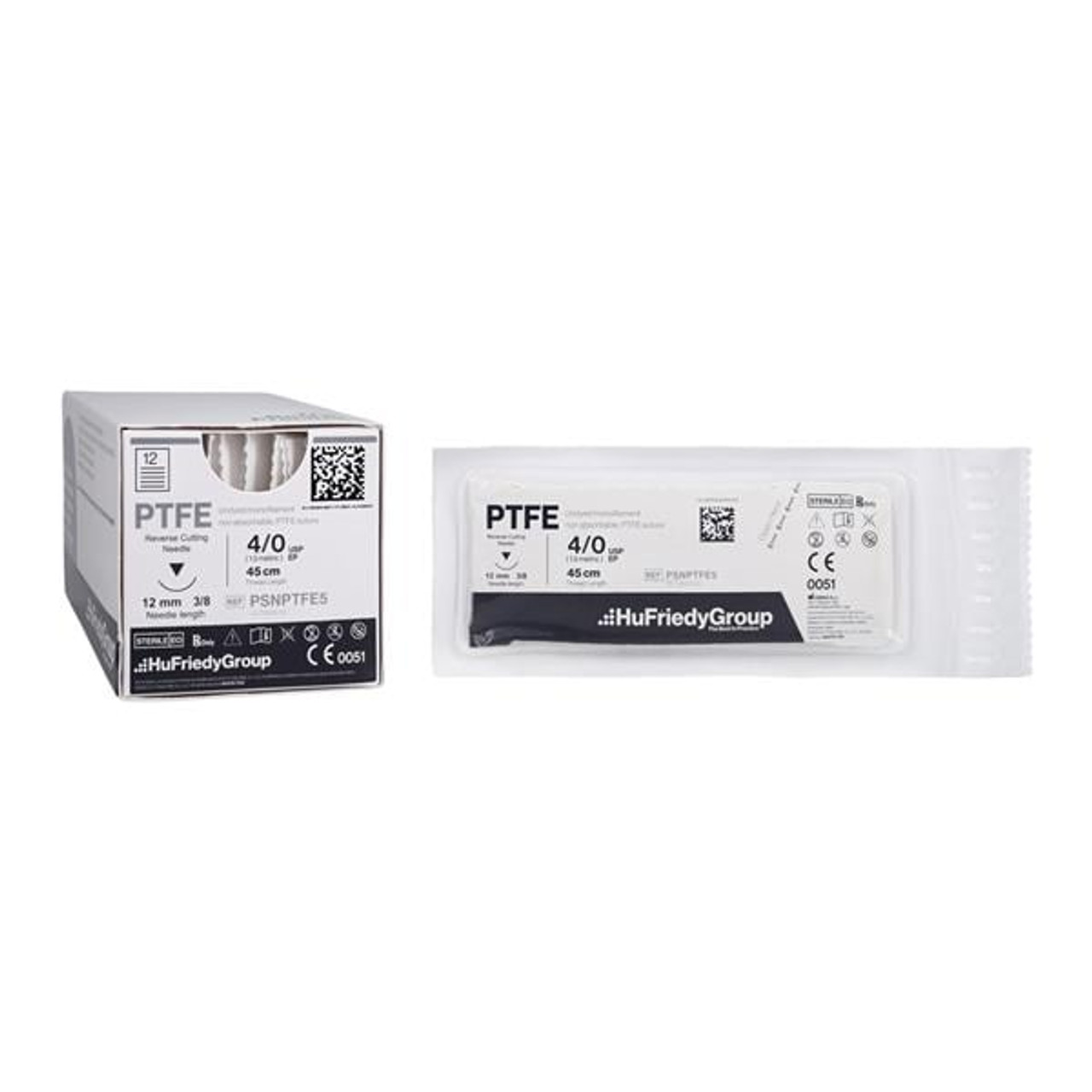 Hu-Friedy Perma Sharp Sutures, PTFE, Size 4-0, Non-Absorbable, White, 18", C-17, 3/8 Circle Reverse Cut, 12/bx