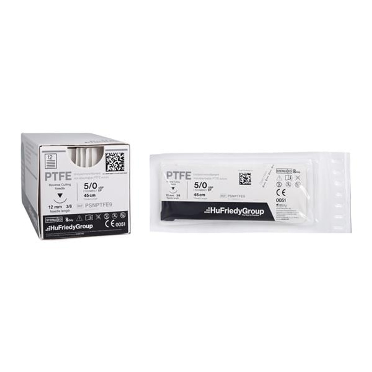 Hu-Friedy Perma Sharp Sutures, PTFE, Size 5-0, Non-Absorbable, White, 18", C-17, 3/8 Circle Reverse Cut, 12/bx