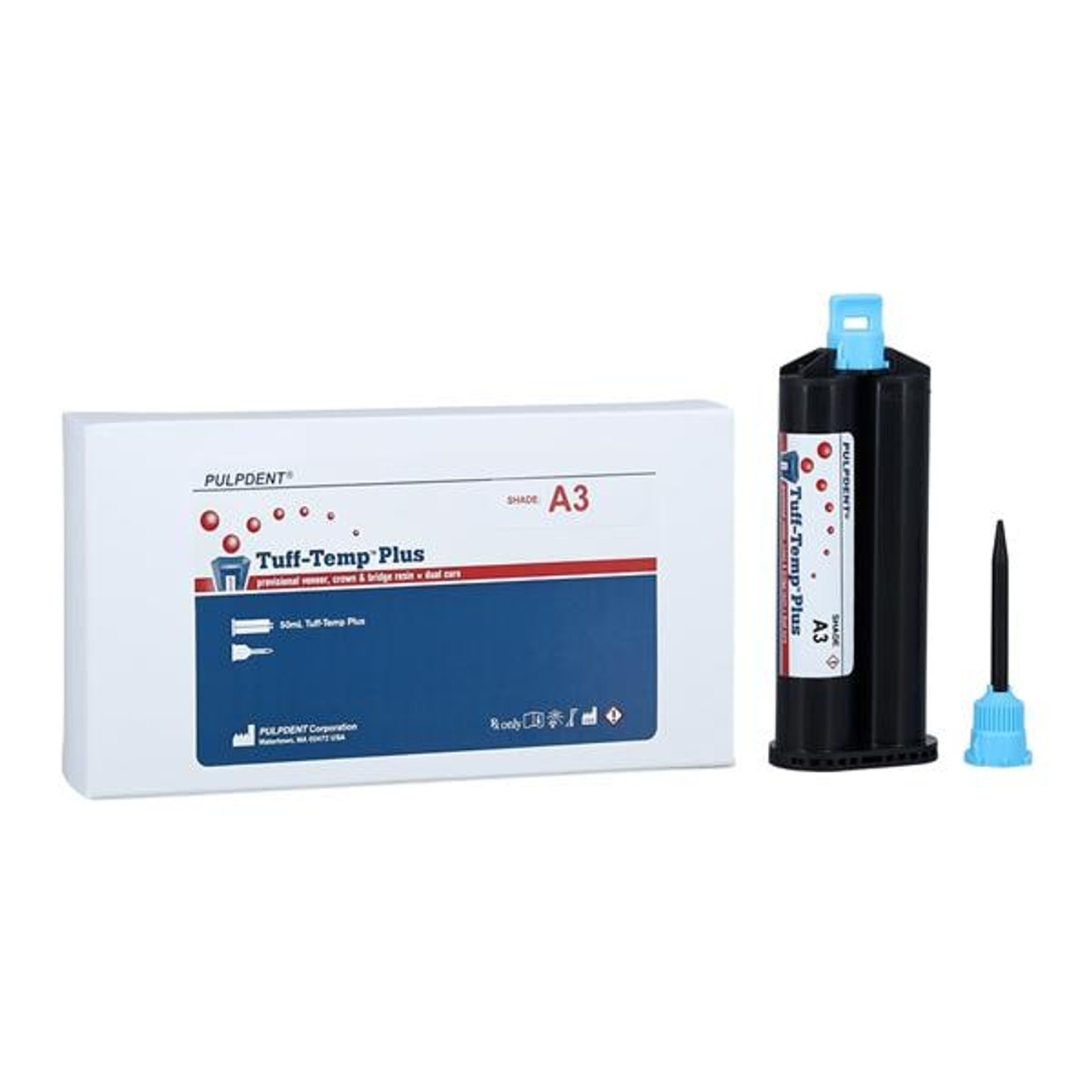 Pulpdent Tuff-Temp Plus Provisional Venner Crown & Bridge Resin, Shade A3, 50mL Automix Cartridge, 10 Automix Tips