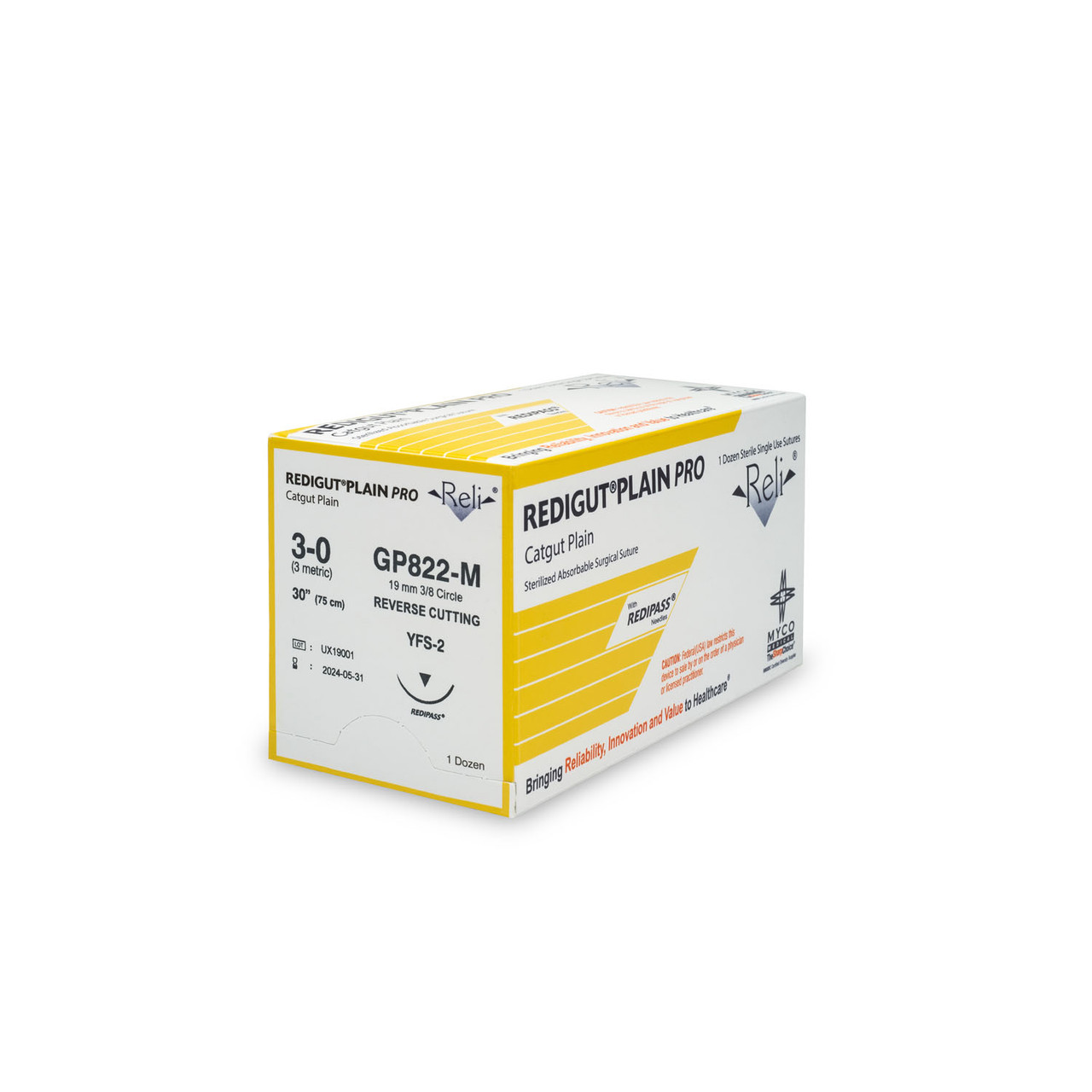 Myco Reli Pro Suture, Size 3-0, Redigut, Plain, Natural, 30", YFS-2, 12/bx (GP3247-M) Myco Reli Pro Suture, Size 3-0, Redigut, Plain, Natural, 30", YFS-2, 12/bx (GP3247-M)
