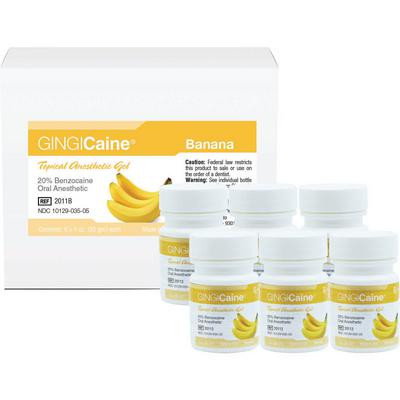 Gingi-Pak GINGICaine Topical Anesthetic Gel, Banana, 1oz. Jar, 6/pk