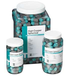 DMG Type-T High Copper Spherical Alloy, Fast Set, Single Spill, 50 capsules/jar
