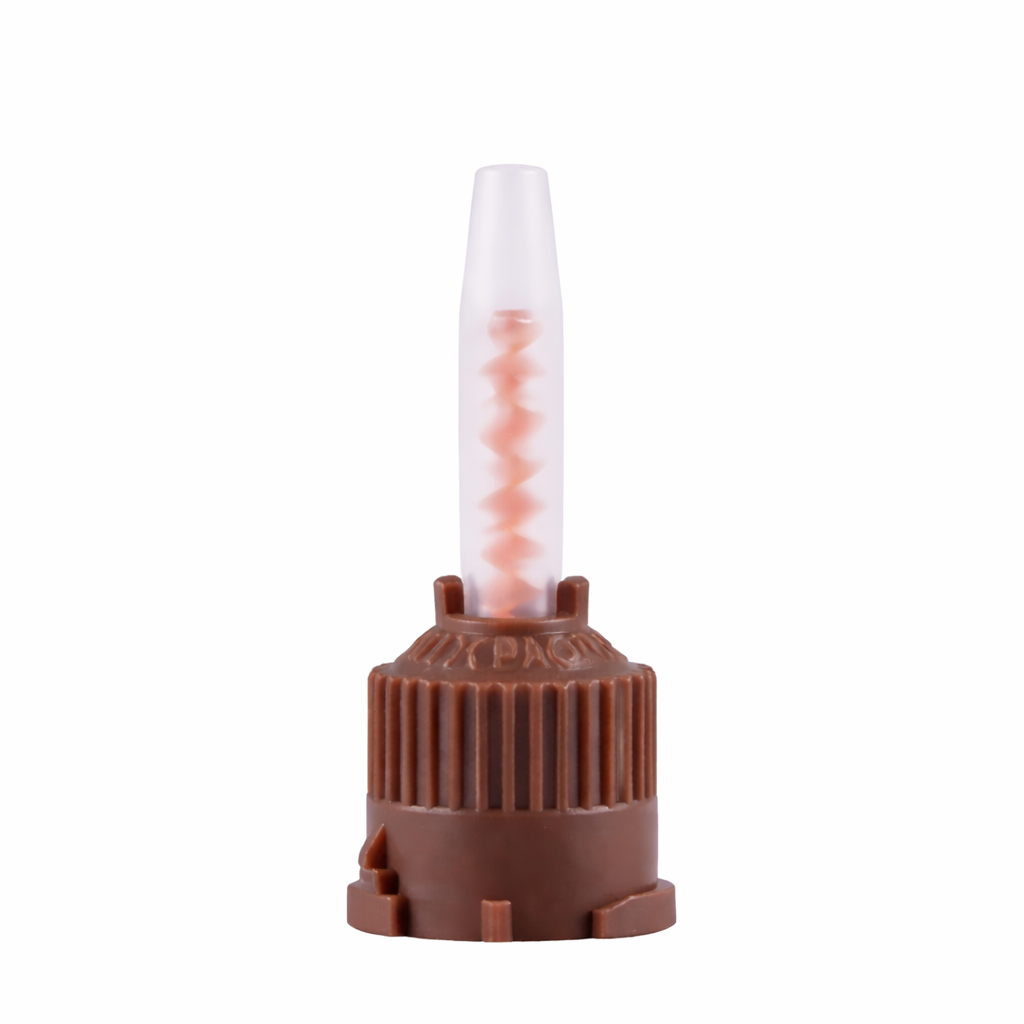 Hexa Mixpac T-Mixer Style (Short) Mixing Tips, 10:1, Brown/Orange, Cement Core Build-Up, Blunt Head, 25/pk