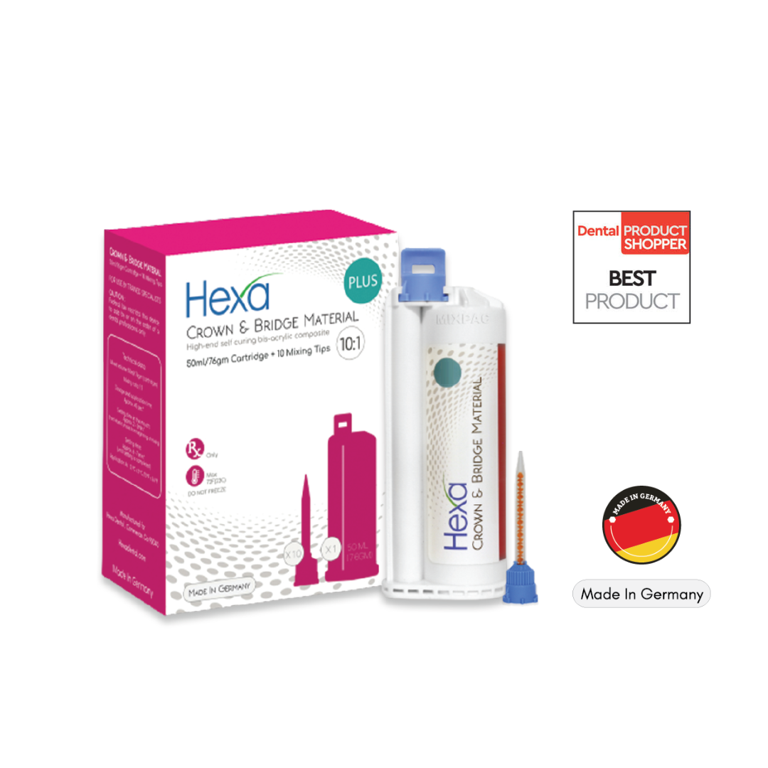 Hexa Temp Crown & Bridge Material, 10:1 Ratio, 50ml, B1 Shade, 1 Cartridge + 10Mixing Tips