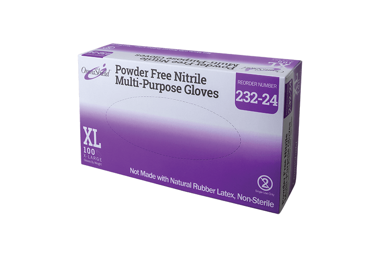 OmniShield #232 Seriew Nitrile PF Multi-Purpose Gloves, Extra-Large, 100/bx