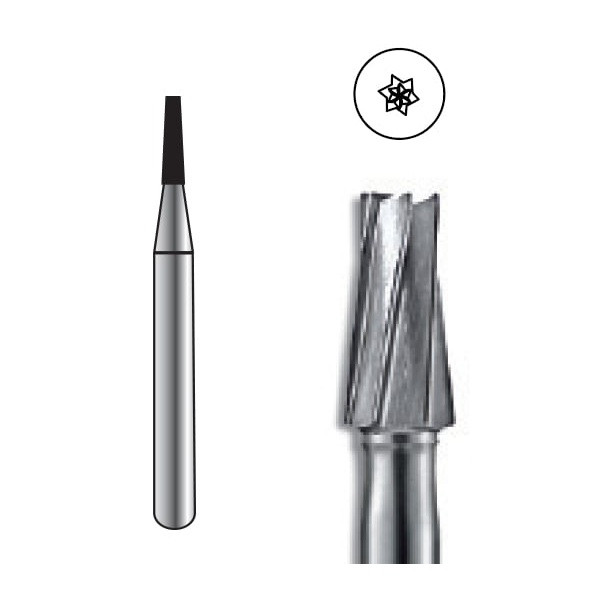 ODS Precision Carbide Bur HP-169, Tapered Flat End, 5/pk