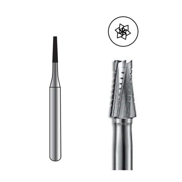 ODS Precision Carbide Bur HP-699, Flat End Tapered Cross-Cut, 5/pk
