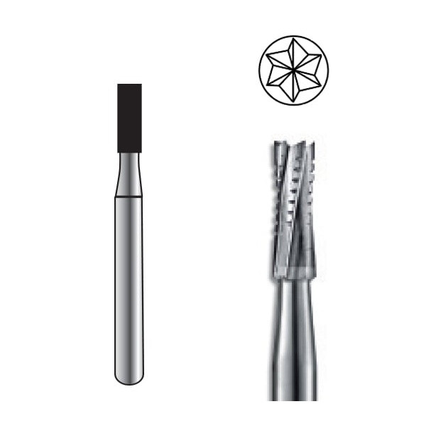 ODS Precision Carbide Bur HP-559, Flat End Cross-Cut Straight Fissure, 5/pk