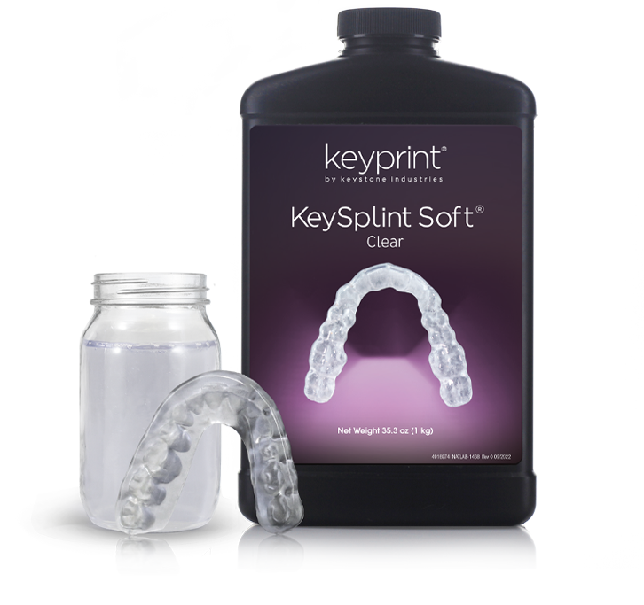 KeyPrint KeySplint Soft Biocompatible 3D Printing Resin, Clear, 0.5 kg/bottle