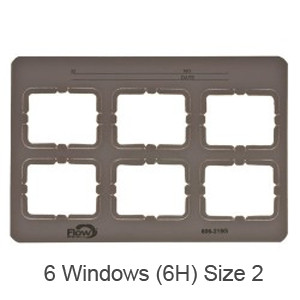 Flow Greylight X-Ray Film Mounts, Plastic, Grey, 2 Rows, 6 Horizontal Windows, Size 2, 100/bx