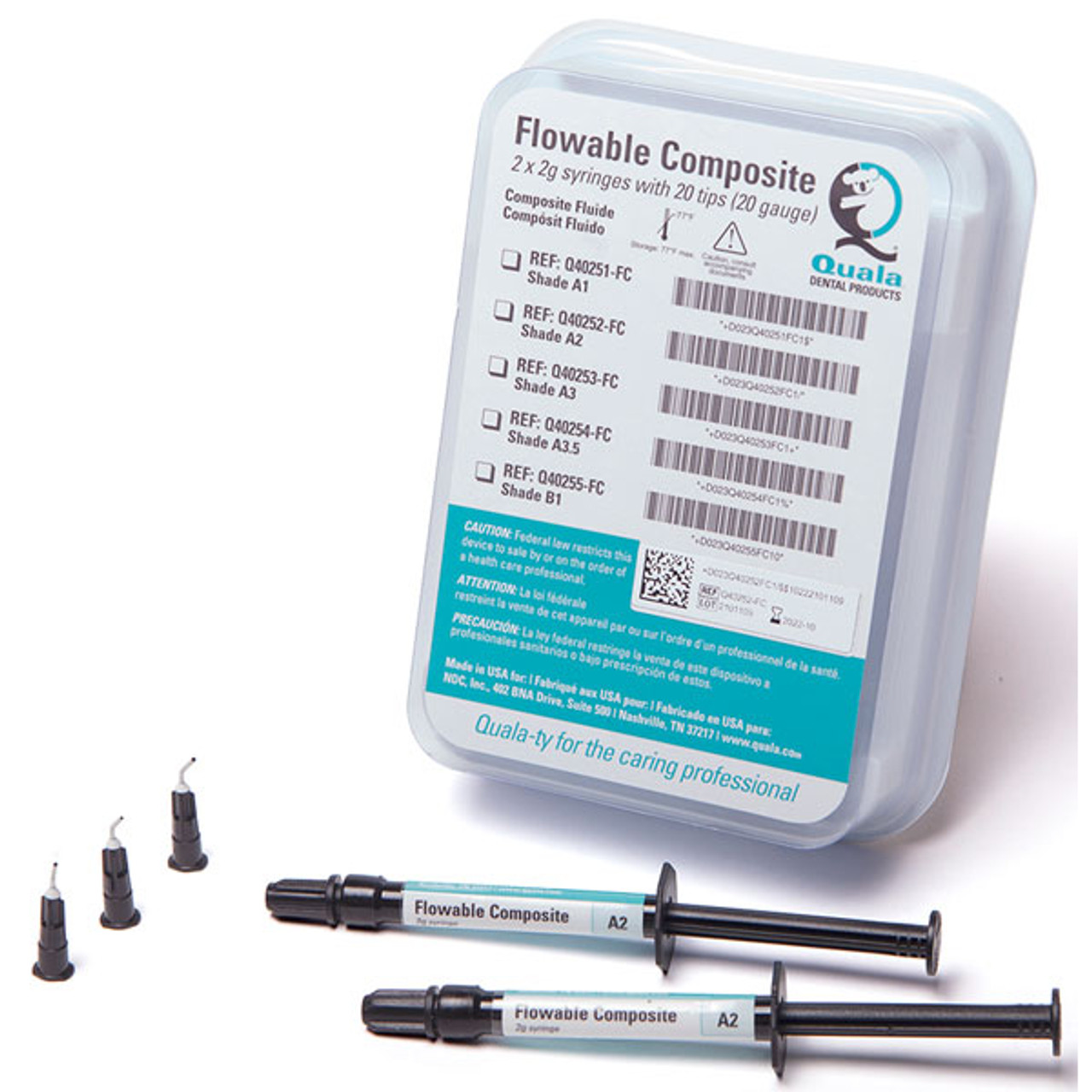 Quala Nano Flowable Composite Shade A3.5, 2 x 2g Syringes & 20x20Ga Tips, pk