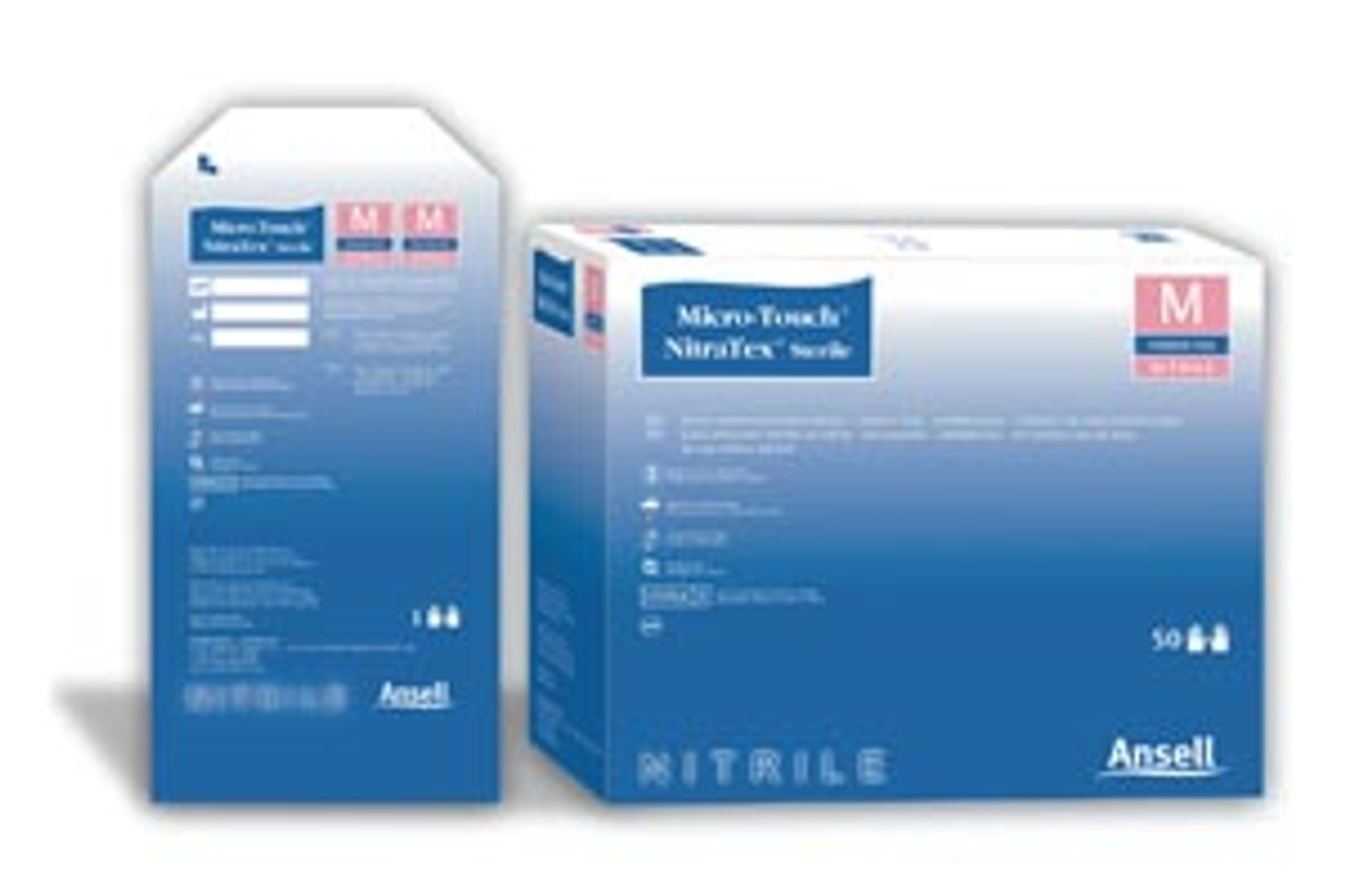 Ansell Micro-Touch Nitratex Sterile Exam Gloves Sterile, Small, Pairs, 50 pr/bx