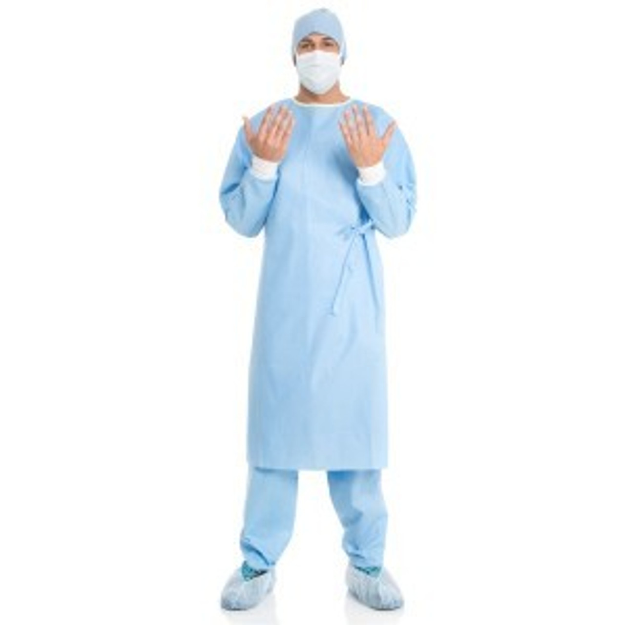 Halyard Kimguard Surgical Gown, Evolution 4 Fabric Non-Reinforced Set-In-Sleeves, Neck Binding, Yellow, Hook & Loop, 36/cs