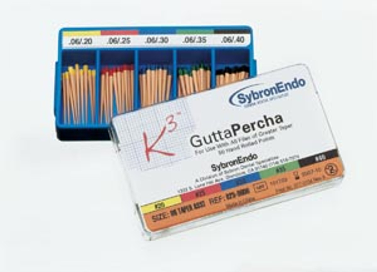 SybronEndo K3 Gutta Percha .04 Taper Feather Tip, 50/pk