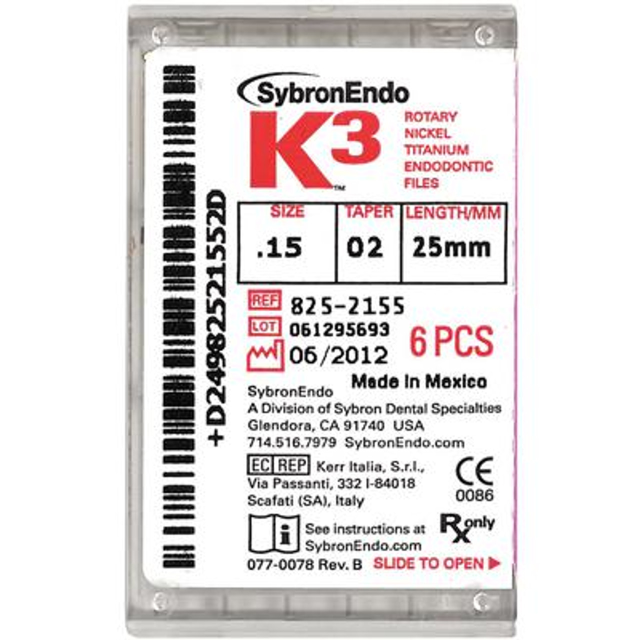 SybronEndo K3 XF Nickel-Titanium Files Greater Taper, .30 Tip, .08 Taper, 21mm, 6/pk