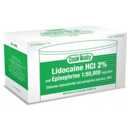 Cook-Waite Lidocaine HCI 2% with Epinephrine 1:50,000, 50/bx (Rx) 99169 Cook-Waite Lidocaine HCI 2% with Epinephrine 1:50,000, 50/bx (Rx) 99169