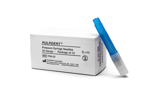 Pulpdent Pressure Syringe Needle, 22G x 1 1/4", Light Blue, 100/bg