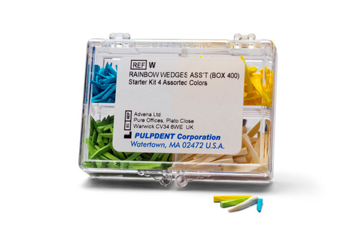 Pulpdent Wedge Starter Kit, 4 Assorted Colors, 400/bx