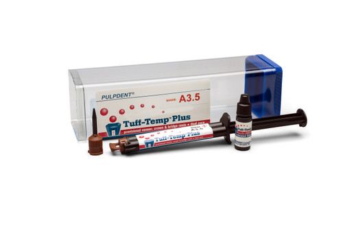 Pulpdent Tuff-Temp Plus, Shade A3.5, 50mL Automix Cartridge, 20 Automix Tips, 3mL Tuff-Temp Glaze, 1.2mL Tuff-Temp Add-On Pulpdent Tuff-Temp Plus, Shade A3.5, 50mL Automix Cartridge, 20 Automix Tips, 3mL Tuff-Temp Glaze, 1.2mL Tuff-Temp Add-On