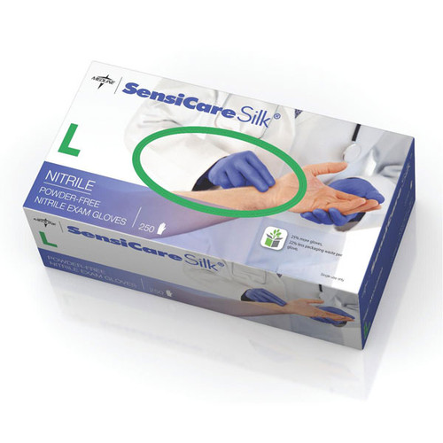 Medline SensiCare PF Silk Nitrile Exam Gloves M 250/Bx MDS2585H