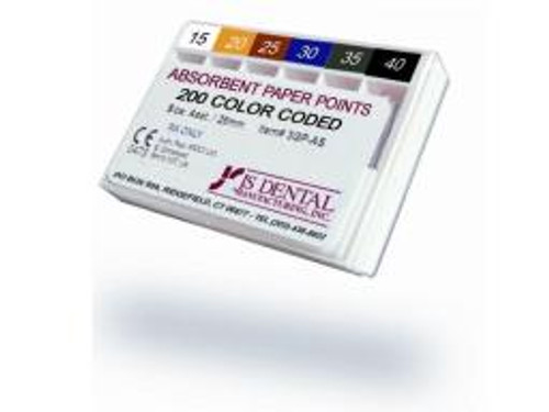 JS Absorbent Paper Points, Color Coded  #50, 200/bx JS Absorbent Paper Points, Color Coded  #50, 200/bx