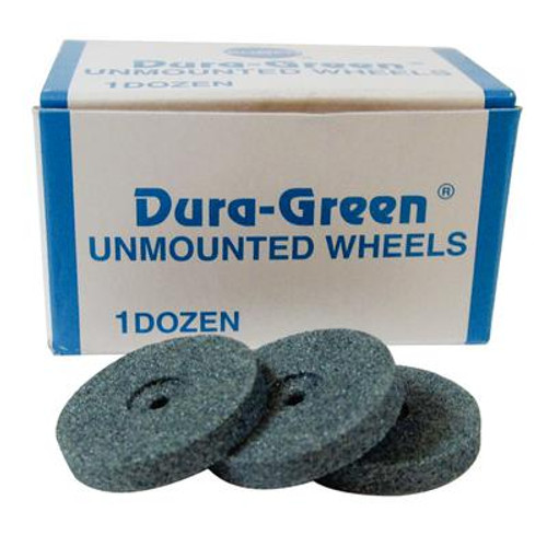 Shofu Unmounted Finishing Wheels, Dura-Green Wheel, No. 8, ISO #190, 3mm, 12/pk