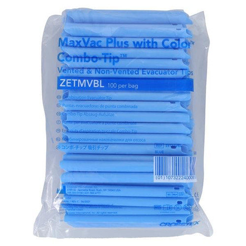 Crosstex Evacuator Tip, Blue, 100/bg Crosstex Evacuator Tip, Blue, 100/bg