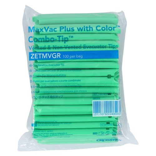 Crosstex Evacuator Tip, Green, 100/bg Crosstex Evacuator Tip, Green, 100/bg