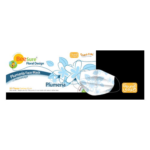 BeeSure Floral Design Face Mask, Level 3, Plumeria 50/bx BE2310 BeeSure Floral Design Face Mask, Level 3, Plumeria 50/bx BE2310