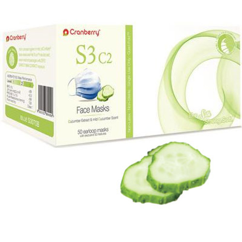 Cranberry S3 C2 Earloop Face Masks, Cucumber Scent, ASTM Level 3, Blue, 50/bx Cranberry S3 C2 Earloop Face Masks, Cucumber Scent, ASTM Level 3, Blue, 50/bx